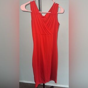 Red body con dress